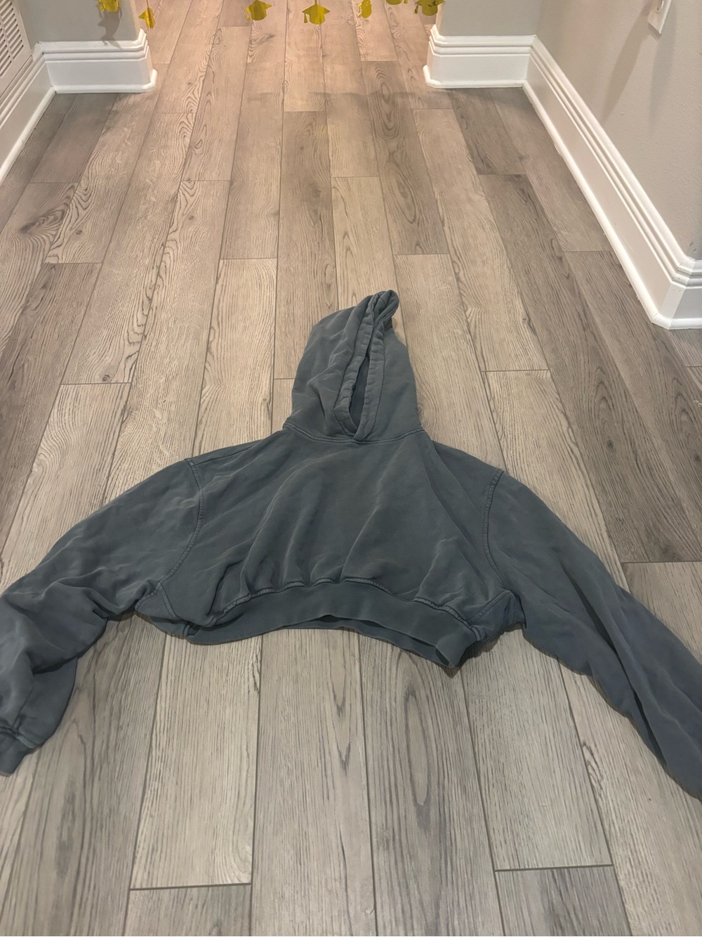 Zara Bluish Dark Gray Cropped Hoodie